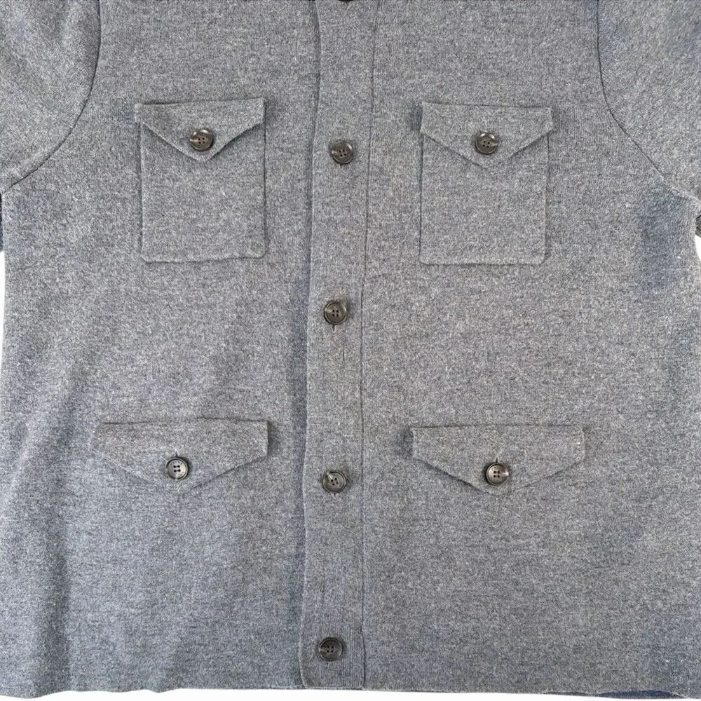 Peter Millar 90% Merino Wool Jacket Mens XL Cargo Gray Full Zip Sweater Coat